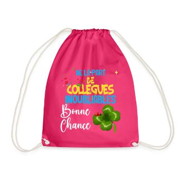 Collègue Idée Cadeau Message Départ Homme Femme - Sac de sport léger - fuchsia - Devant