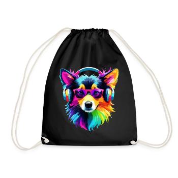 Collie Rainbow Dog Colorful Cool Cute - Drawstring Bag - black - Front