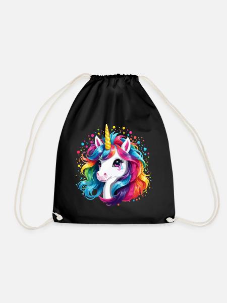 Licorne Enfants Rainbow Pony Horse Girl - Sac de sport léger - noir