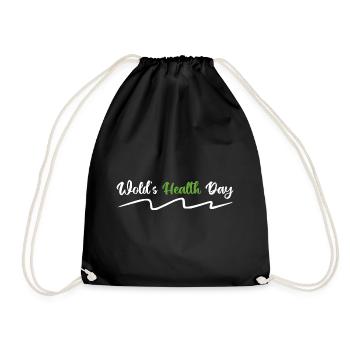 world's health day - Drawstring Bag - black - Front