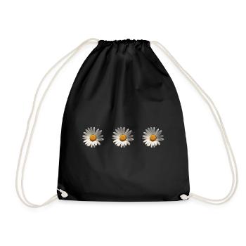 3 marguerites, fleur, printemps, été, jardin, - Sac de sport léger - noir - Devant