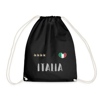 Italien Fußball Trikot Italienische Flagge - Turnbeutel - Schwarz - Vorne