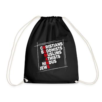 Human Religion Humanity Against Hate - Drawstring Bag - black - Front