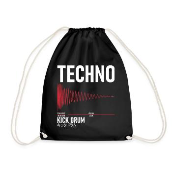 Techno Kick Drum - キックドラム - Turnbeutel - Schwarz - Vorne