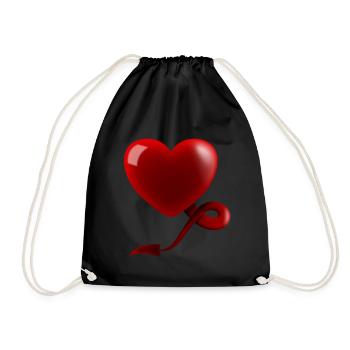 Heart with Devil's Tail - Drawstring Bag - black - Front