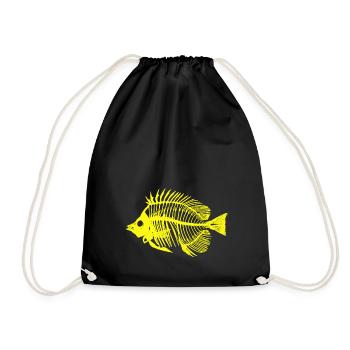 Poisson jaune fluo - Sac de sport léger - noir - Devant