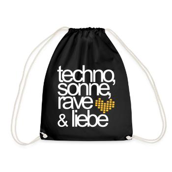 Techno Sonne Rave & Liebe Sommer Musik Festivals - Turnbeutel - Schwarz - Vorne