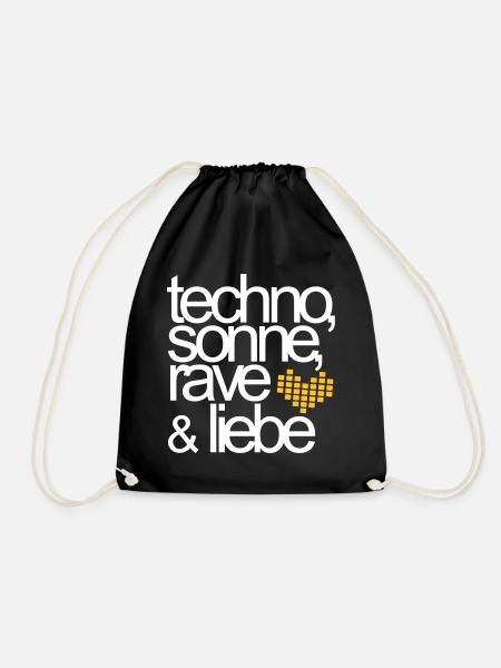 Techno Sonne Rave & Liebe Sommer Musik Festivals - Turnbeutel - Schwarz