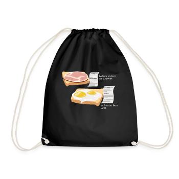 Receipt Parody Receipt of bread with ham egg - Drawstring Bag - black - Front