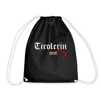 Tirol Tirolerin mit Herz Österreich Geschenkidee - Turnbeutel - Schwarz - Vorne