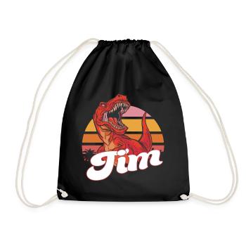 TIM - Beau prénom de garçon avec T-REX Dino - Sac de sport léger - noir - Devant