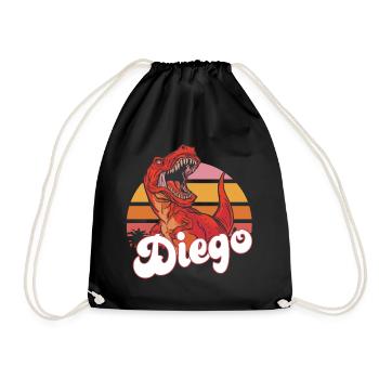 DIEGO - Beautiful boy name with T-REX Dino - Drawstring Bag - black - Front