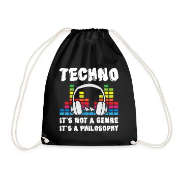Techno Music not Genre but Philosophy - Drawstring Bag - black - Front