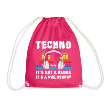 Techno Music not Genre but Philosophy - Drawstring Bag - fuchsia - Front