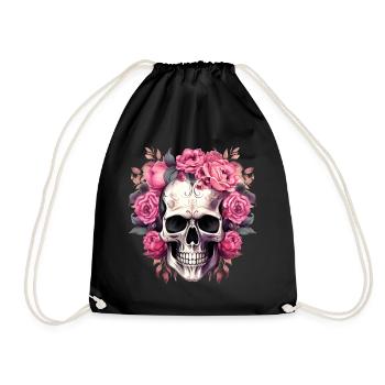 Squelette de fleur gothique Vintage rose - Sac de sport léger - noir - Devant