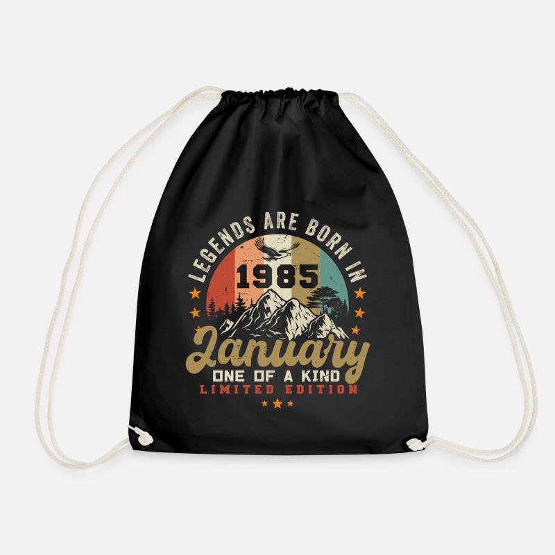 Januar Jahrgang 1985 - 39.Geburtstag Geschenk - Turnbeutel - Schwarz