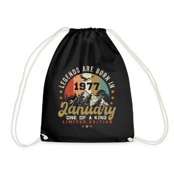 Millésime Janvier 1977 - Cadeau d’anniversaire 47ème - Sac de sport léger - noir - Devant