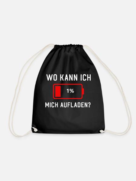 Wo kann ich mich Aufladen leere Akku und Batterie - Turnbeutel - Schwarz