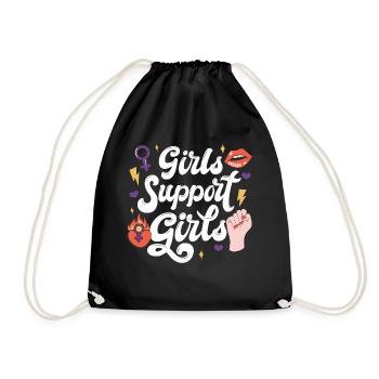 Girls Support Girls weibliche Solidarität - Turnbeutel - Schwarz - Vorne