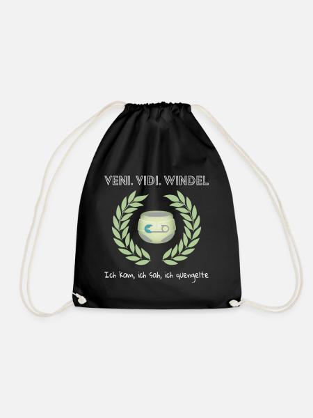 Veni. Vidi. Diaper - Drawstring Bag - black