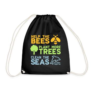 Help the Bees Plant More Trees | Forest trees nature - Drawstring Bag - black - Front