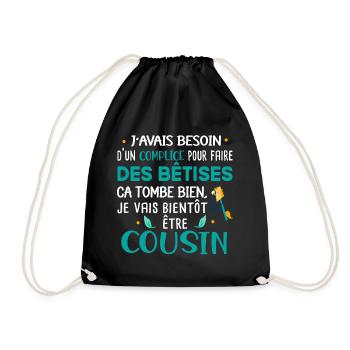 Futur cousin Cadeau naissance bébé Humour - Sac de sport léger - noir - Devant