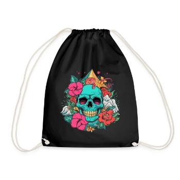 Skull Waves - Drawstring Bag - black - Front