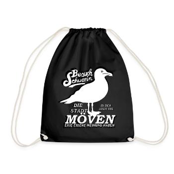 Schweriner Möwen – Stolze Vögel mit Charakter - Turnbeutel - Schwarz - Vorne