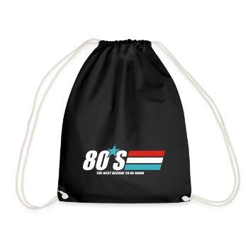 80er Jahre Jahrzehnt Grafik - Turnbeutel - Schwarz - Vorne