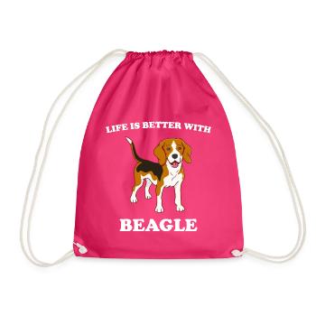 Life is better with beagle - Turnbeutel - Fuchsia - Vorne