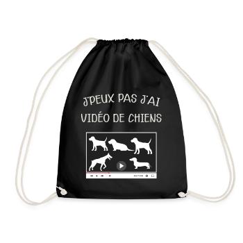 Video de Chiens Humour Passion Chien - Sac de sport léger - noir - Devant