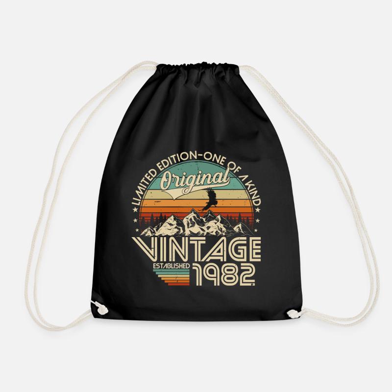 1982 Jahrgang geboren Retro Geburtstag Geschenk - Turnbeutel - Schwarz