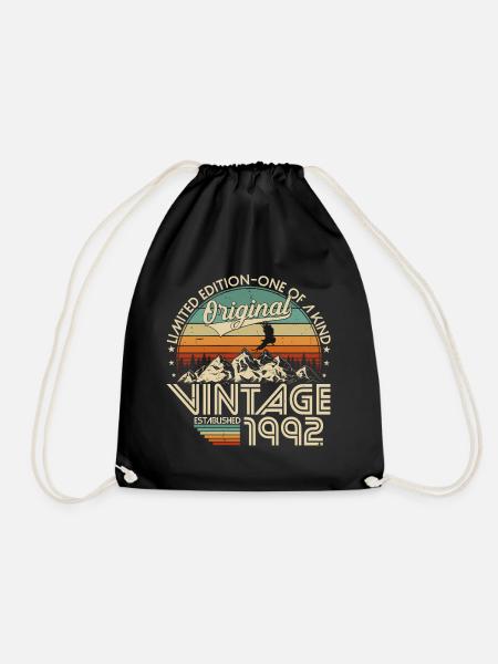 1992 Jahrgang geboren Retro Geburtstag Geschenk - Turnbeutel - Schwarz