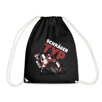 Schräger Typ - Lustiges Motorradrennen T-Shirt - Turnbeutel - Schwarz - Vorne