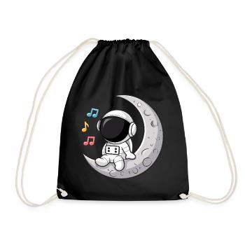 Niedlicher Astronaut auf den Mond Musik hören - Turnbeutel - Schwarz - Vorne
