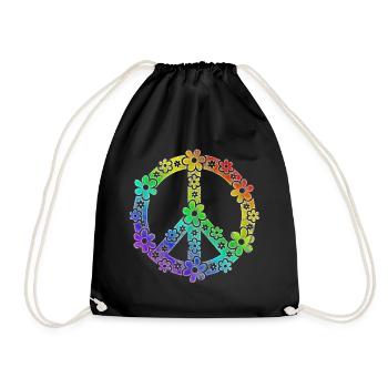 LGBT Regenbogen Peace - Turnbeutel - Schwarz - Vorne
