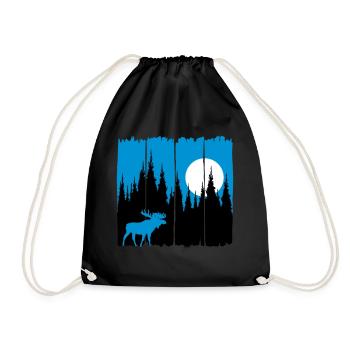 Orignal en face de la lune / soleil forestier animal cerf forestier - Sac de sport léger - noir - Devant