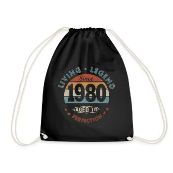 Legende seit 1980 Lustiges Geburtstagsgeschenk - Turnbeutel - Schwarz - Vorne