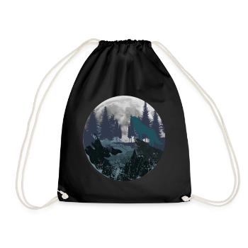 Berg Wolf Mond - Turnbeutel - Schwarz - Vorne