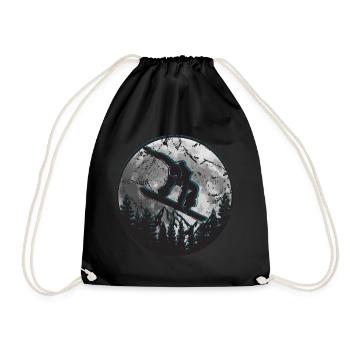 Snowboarder Moon Mountains - Drawstring Bag - black - Front