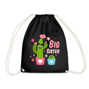 Big Sister Cactus Design - Drawstring Bag - black - Front