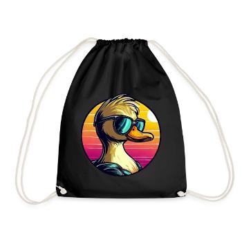 Cool duck - duck with sunglasses at the - Drawstring Bag - black - Front