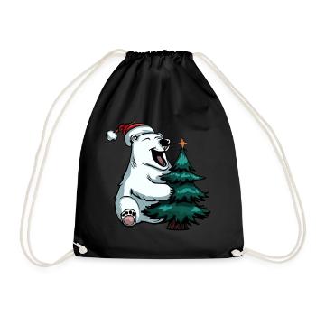 Ours polaire de Noël : entre sapins et étoiles - Sac de sport léger - noir - Devant