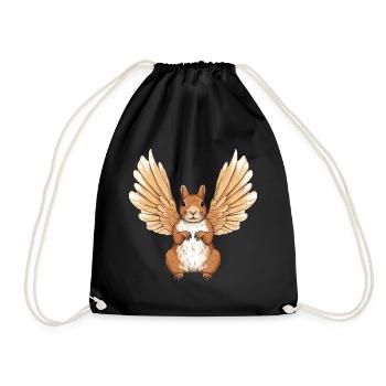 Cute bunny angel design - Drawstring Bag - black - Front