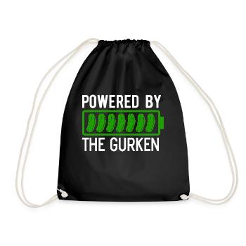 Powered by the Gurken eine Batterie mit Gurken - Turnbeutel - Schwarz - Vorne