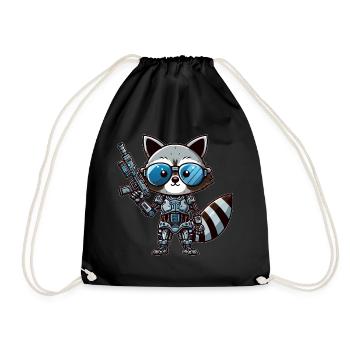 Cooler Waschbär Cyborg - Turnbeutel - Schwarz - Vorne