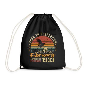 Geboren im Februar 1933. Geburtstag 1933, Februar - Turnbeutel - Schwarz - Vorne