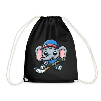 Conception de bande dessinée de hockey sur glace éléphant mignon - Sac de sport léger - noir - Devant
