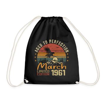 The Legends Were Born in March 1961 Vintage Retro - Drawstring Bag - black - Front