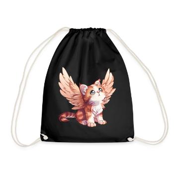 Conception de bande dessinée d’ange chat mignon - Sac de sport léger - noir - Devant